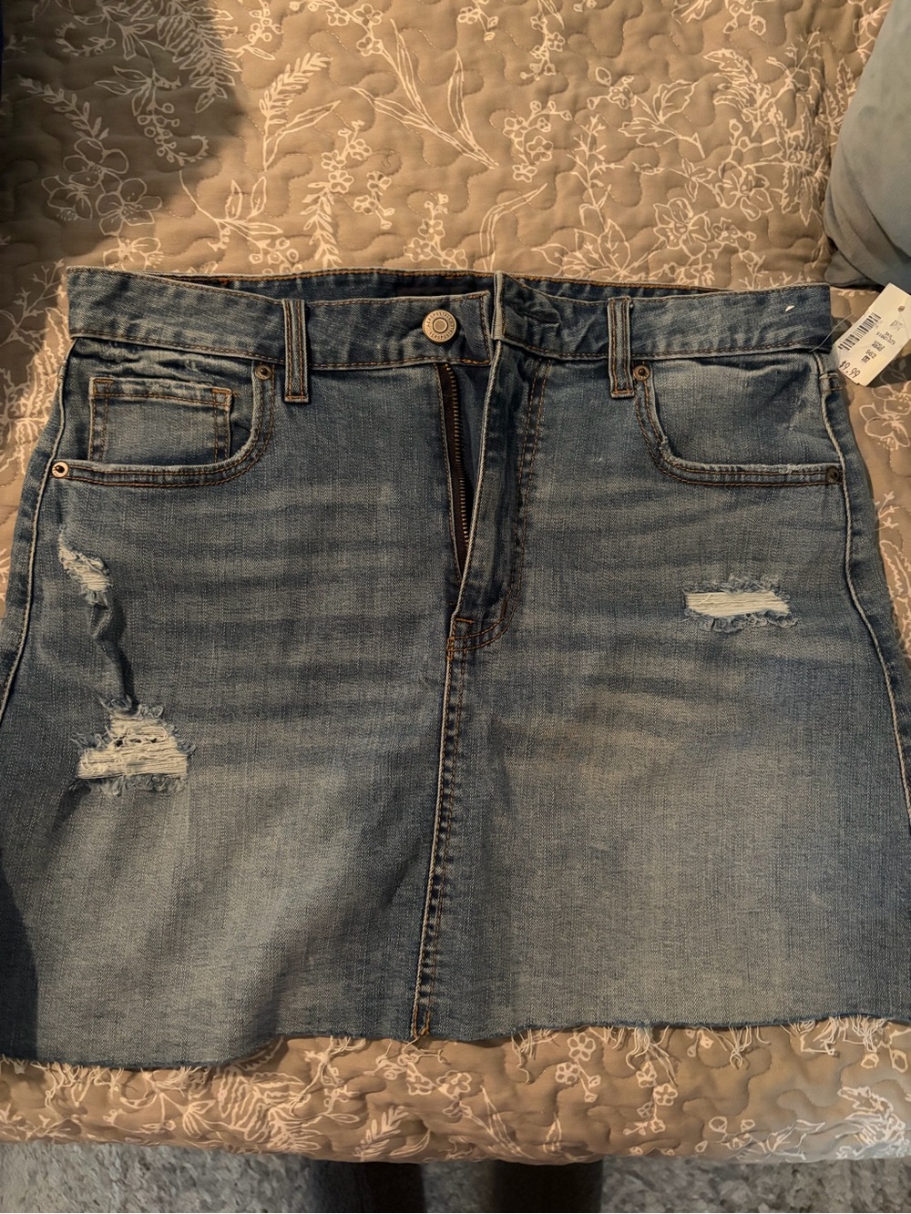 Aeropostale Light Blue Distressed Denim Mini Skirt